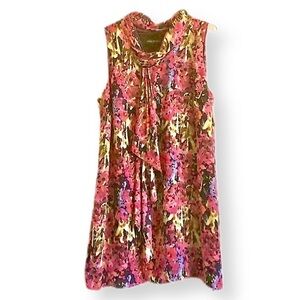 Lane Bryant Colorful Dress a line sleeveless scarf detail size 18